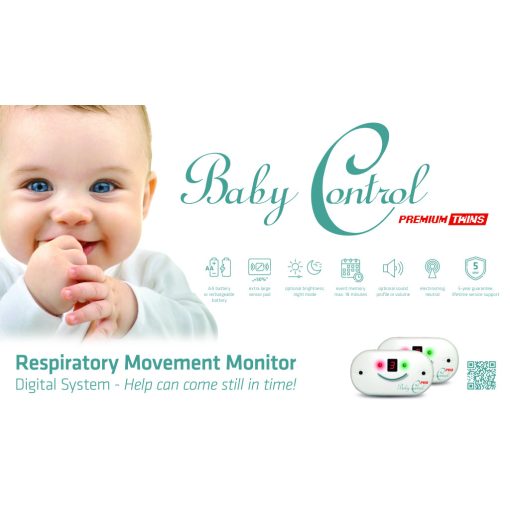Baby Control Premium Twins 2 db extra nagyméretű érzékelőlappal 2 teljes értékű készülék egy csomagban